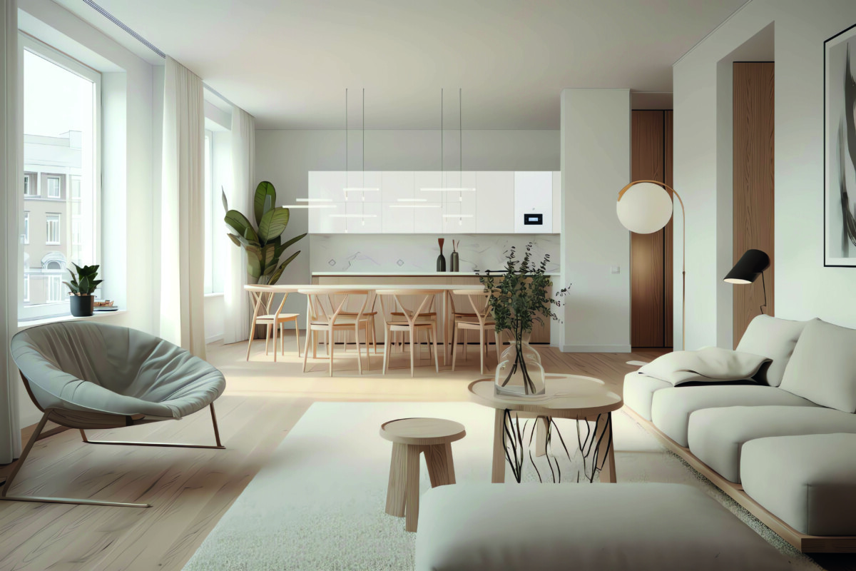 Interior Modern and Minimalist Scandinavian Natural Style, Trans