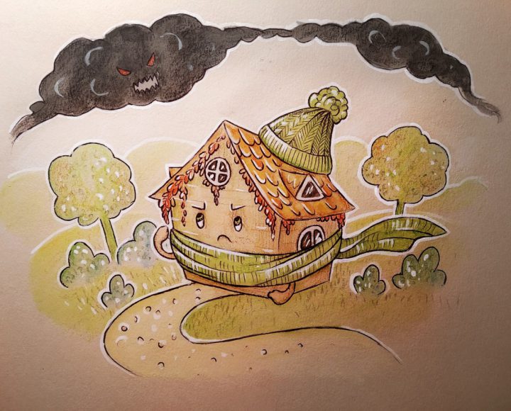 Wyróżniona praca konkursowa, pt. Ocieplony domek walczący ze smogiem, autorstwa Katarzyny Szuszko